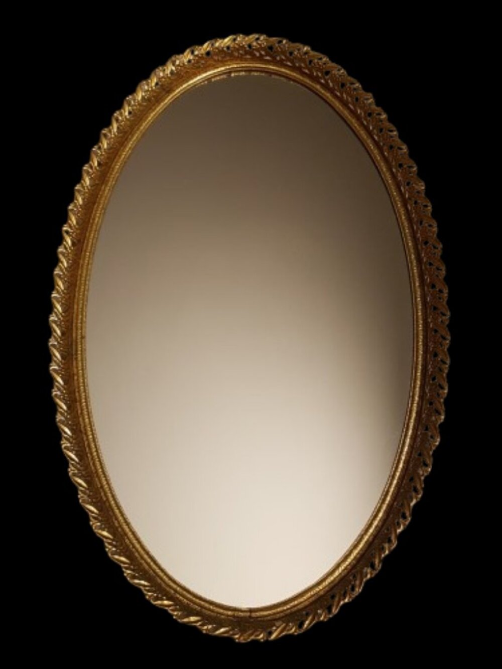 Vintage Mirror Tray Gold-tone Filigree (16 inch oval)